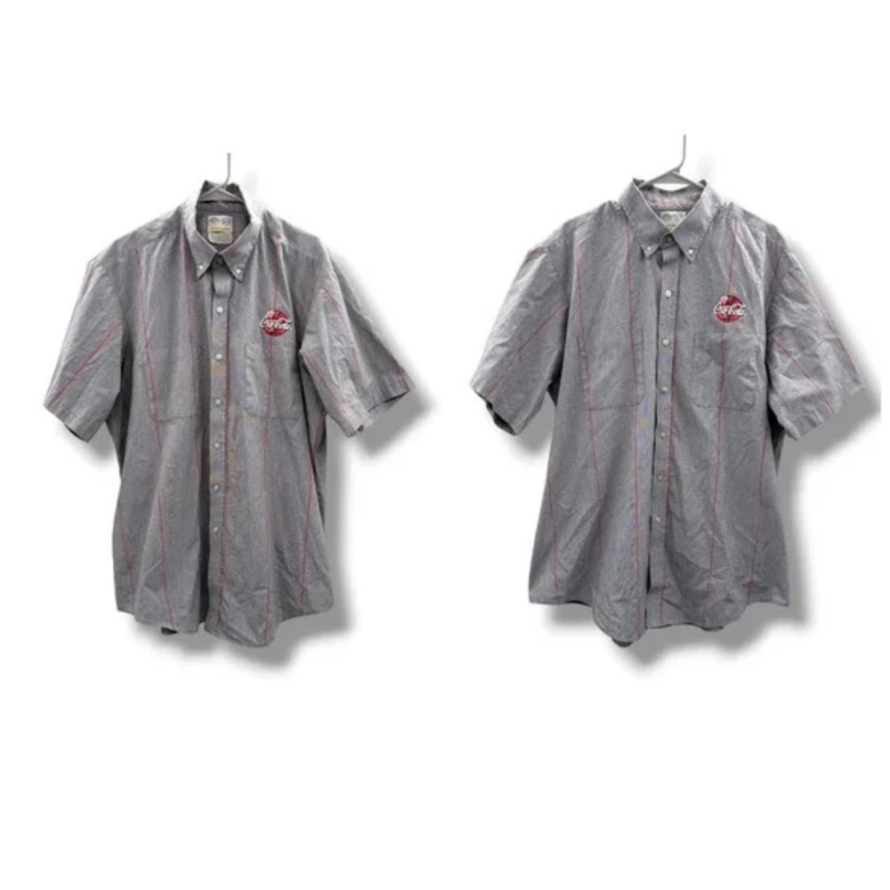 Vintage Coca-Cola Uniform Shirts Set Size 18.5 Gray Short Sleeve Button Down